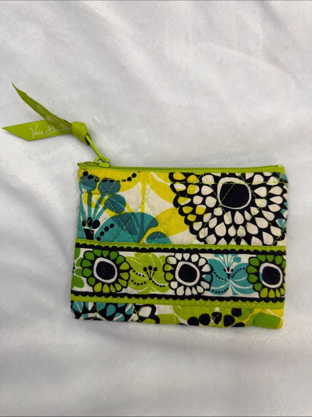 Vera Bradley Floral Quilted Coin Pouch - Lime Green & Teal